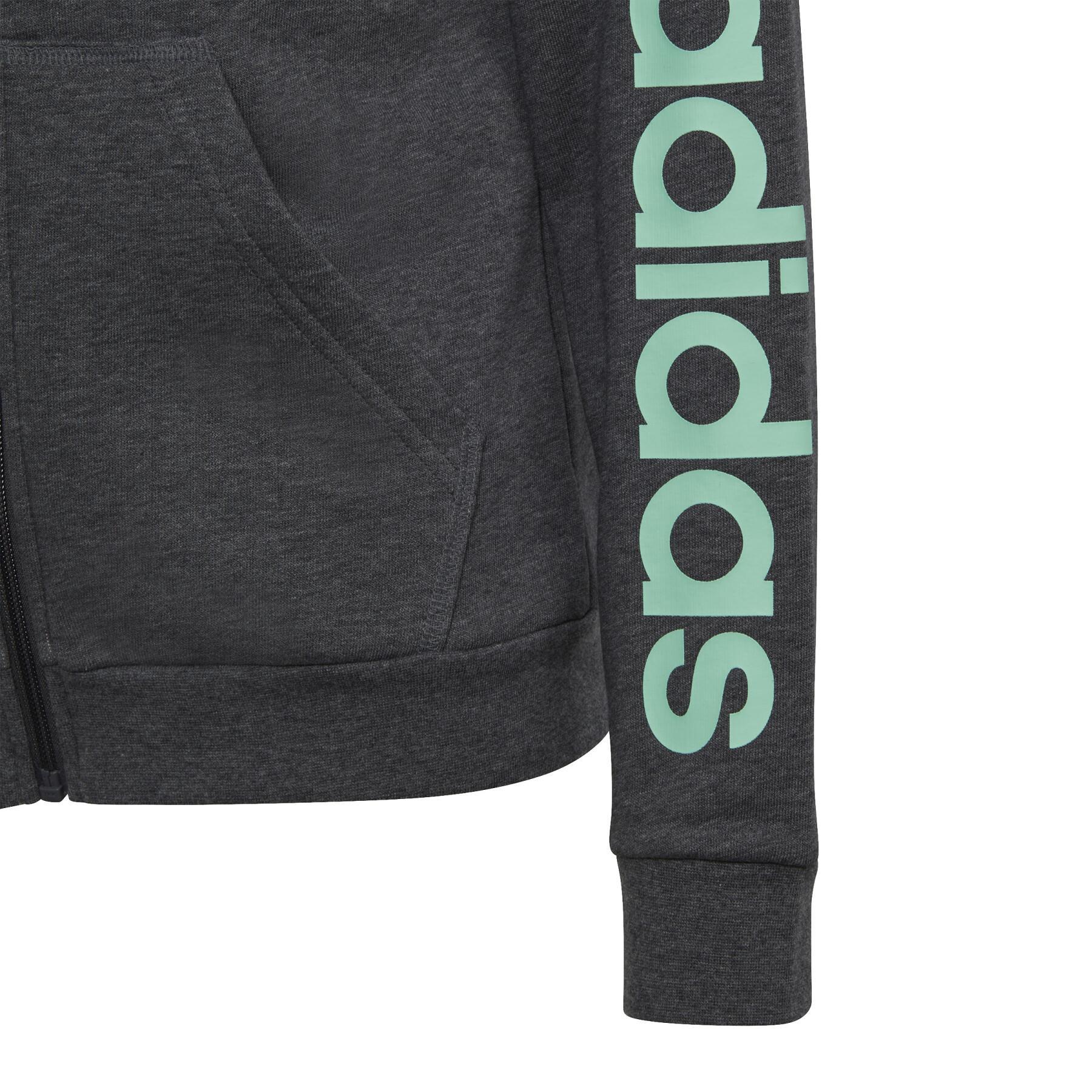 Sweatshirt meisjescapuchon met logo en rits adidas Essentials