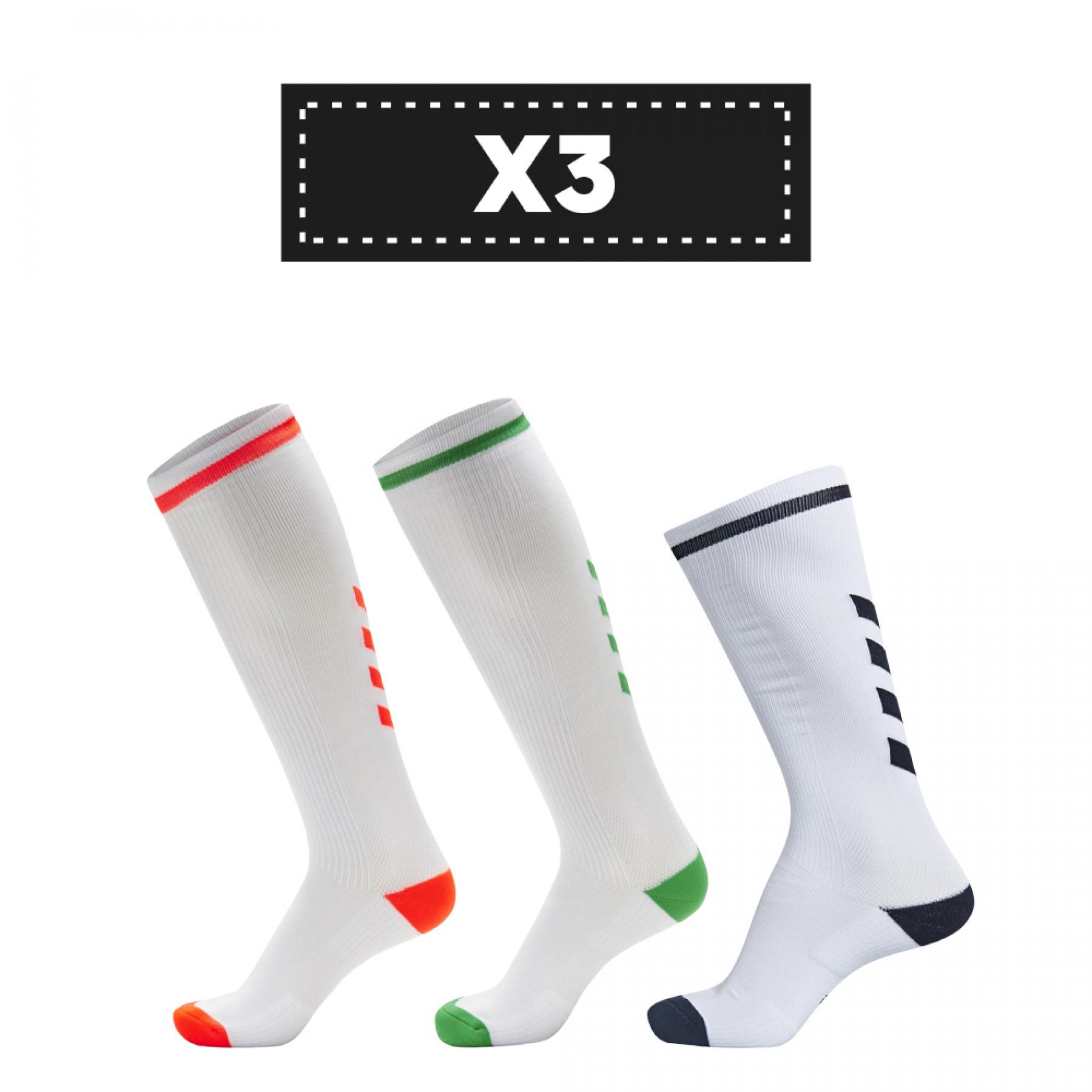 Set van 3 paar lichtgekleurde sokken Hummel Elite Indoor high (coloris au choix)