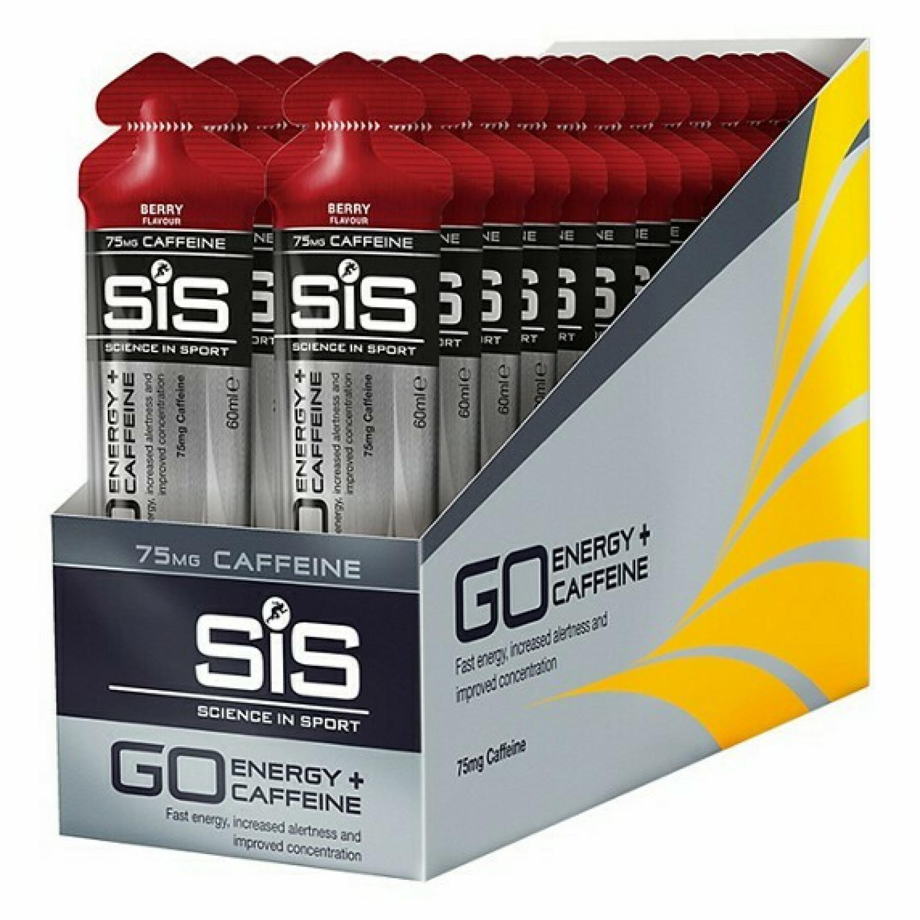 Pak met 30 energiegels Science in Sport Go + Cafeine - Berry - 60 ml